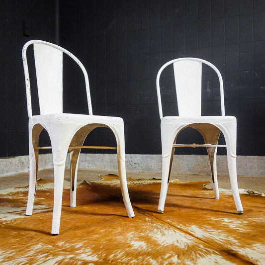 Brocante White Model A Chairs from Tolix, 1930s, Set of 2