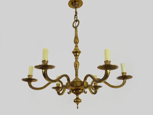 Bronze 6-Light Chandelier, 1970s-MZP-1783702