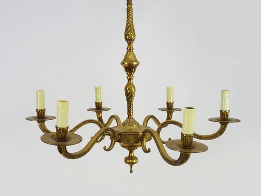 Bronze 6-Light Chandelier, 1970s-MZP-1783702