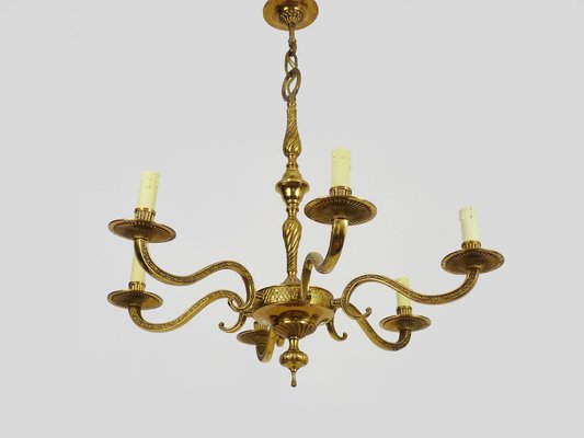 Bronze 6-Light Chandelier, 1970s-MZP-1783702