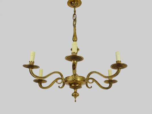 Bronze 6-Light Chandelier, 1970s-MZP-1783702