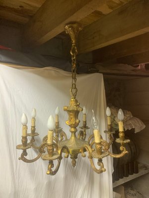 Bronze 8-Arm Chandelier, 1920s-BZK-657406