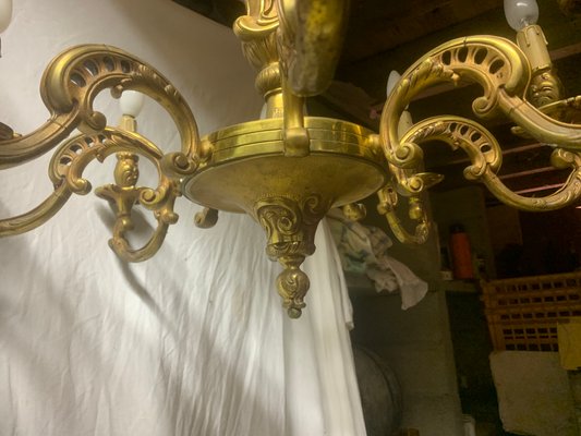 Bronze 8-Arm Chandelier, 1920s-BZK-657406