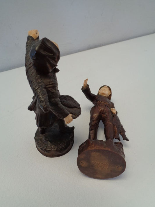 Bronze and Celluloid Young Fishermen from Albert Schrodel, 1890s, Set of 2