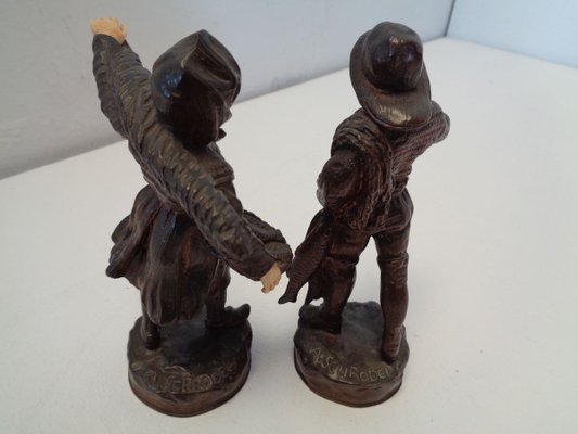 Bronze and Celluloid Young Fishermen from Albert Schrodel, 1890s, Set of 2-ZPM-885776