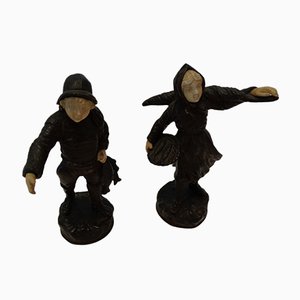 Bronze and Celluloid Young Fishermen from Albert Schrodel, 1890s, Set of 2-ZPM-885776