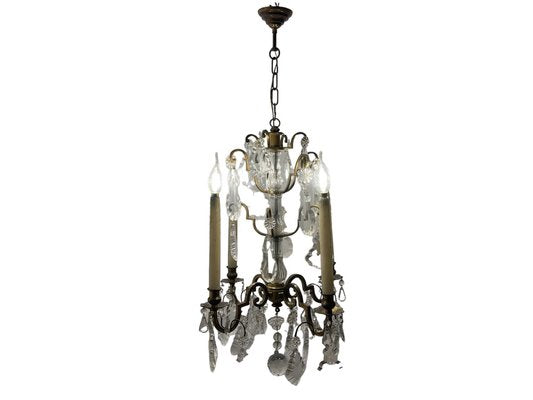 Bronze and Crystal Chandelier, 1940s-JJC-1787780