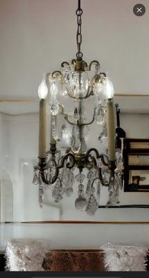 Bronze and Crystal Chandelier, 1940s-JJC-1787780