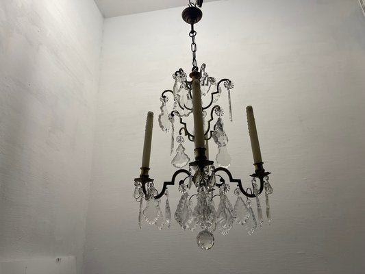 Bronze and Crystal Chandelier, 1940s-JJC-1787780