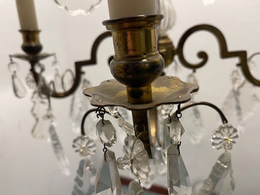 Bronze and Crystal Chandelier, 1940s-JJC-1787780