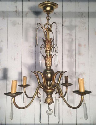 Bronze and Crystal Chandelier in the style of Maison Baguès-BA-1365621