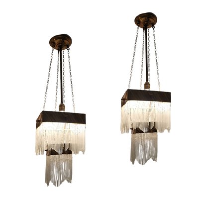 Bronze and Crystal Hanging Lamp, Set of 2-TCS-1744377