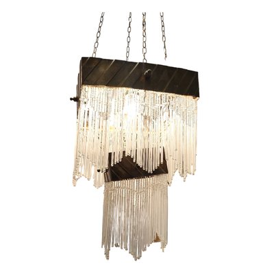 Bronze and Crystal Hanging Lamp, Set of 2-TCS-1744377