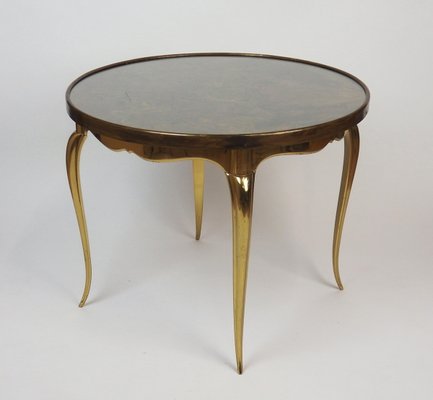 Bronze and Glass Pedestal Table, 1950s-LW-688806