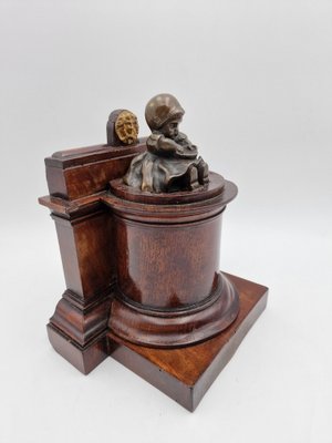 Bronze and Mahogany Bookend, 19th Century-RKF-1804039