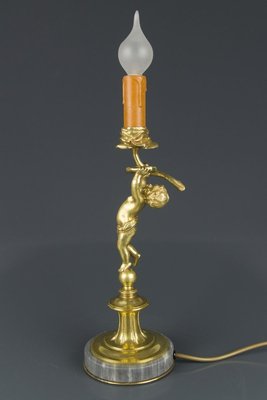 Bronze and Marble Cherub Table Lamp, 1920s-KEG-820257