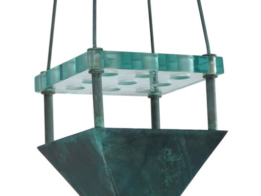 Bronze and Murano Glass Ceiling Lamp from Vistosi, 1987-DQG-583879