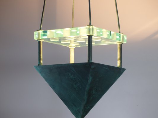 Bronze and Murano Glass Ceiling Lamp from Vistosi, 1987-DQG-583879