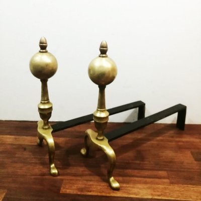 Bronze and Wrought Iron Chimney Morillos, 1940, Set of 2-ODB-1811058