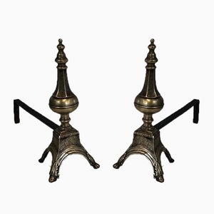 Bronze and Wrought Iron Eiffel Tower Andirons, France, 1900s, Set of 2-BA-874686