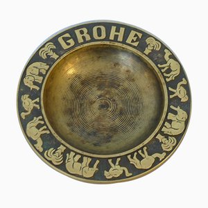 Bronze Ashtray in Brass with Elephant, Ostrich, Dromedary and Palm Tree from Grohe, 1950s-VRE-832735