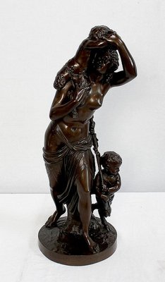 Bronze Bacchante and Small Fauns in the Style of J.J. Foucou, 19th-Century-RVK-1004458