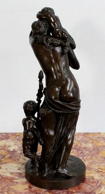 Bronze Bacchante and Small Fauns in the Style of J.J. Foucou, 19th-Century-RVK-1004458