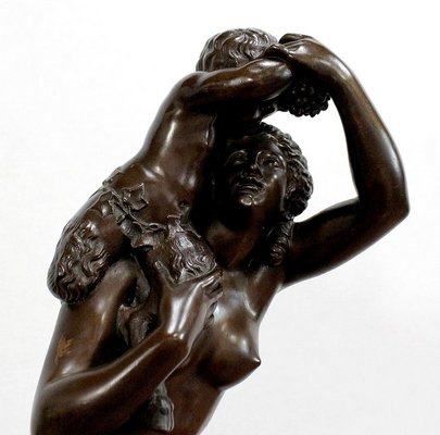 Bronze Bacchante and Small Fauns in the Style of J.J. Foucou, 19th-Century-RVK-1004458