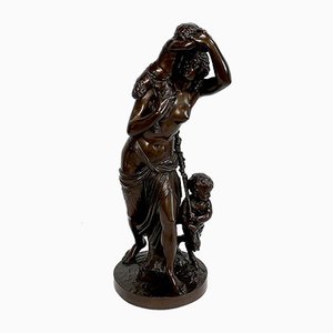 Bronze Bacchante and Small Fauns in the Style of J.J. Foucou, 19th-Century-RVK-1004458