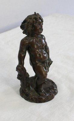 Bronze Bacchus Child Figureine by E. Pasteur, 19th Century-RVK-1056255