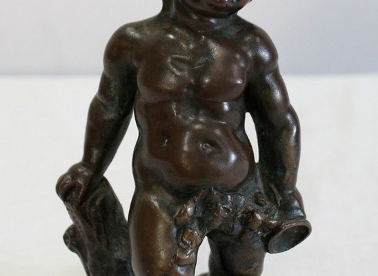 Bronze Bacchus Child Figureine by E. Pasteur, 19th Century-RVK-1056255