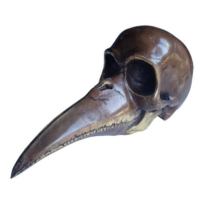 Bronze Bird-Beaked Skull Memento Mori Surrealism Sculpture, 1990s-BXK-2032213