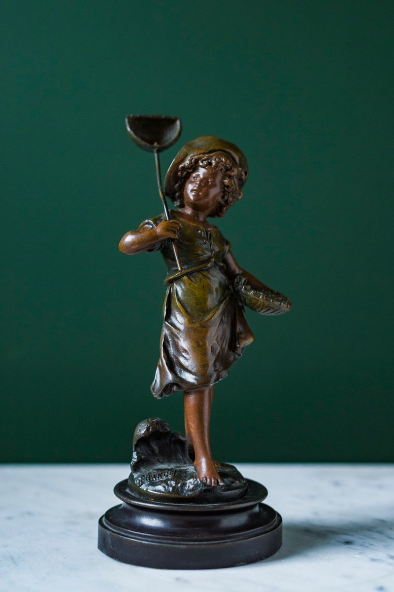 Bronze Boy with Butterfly by Auguste Moreau, France, 1890s-NYF-2019185