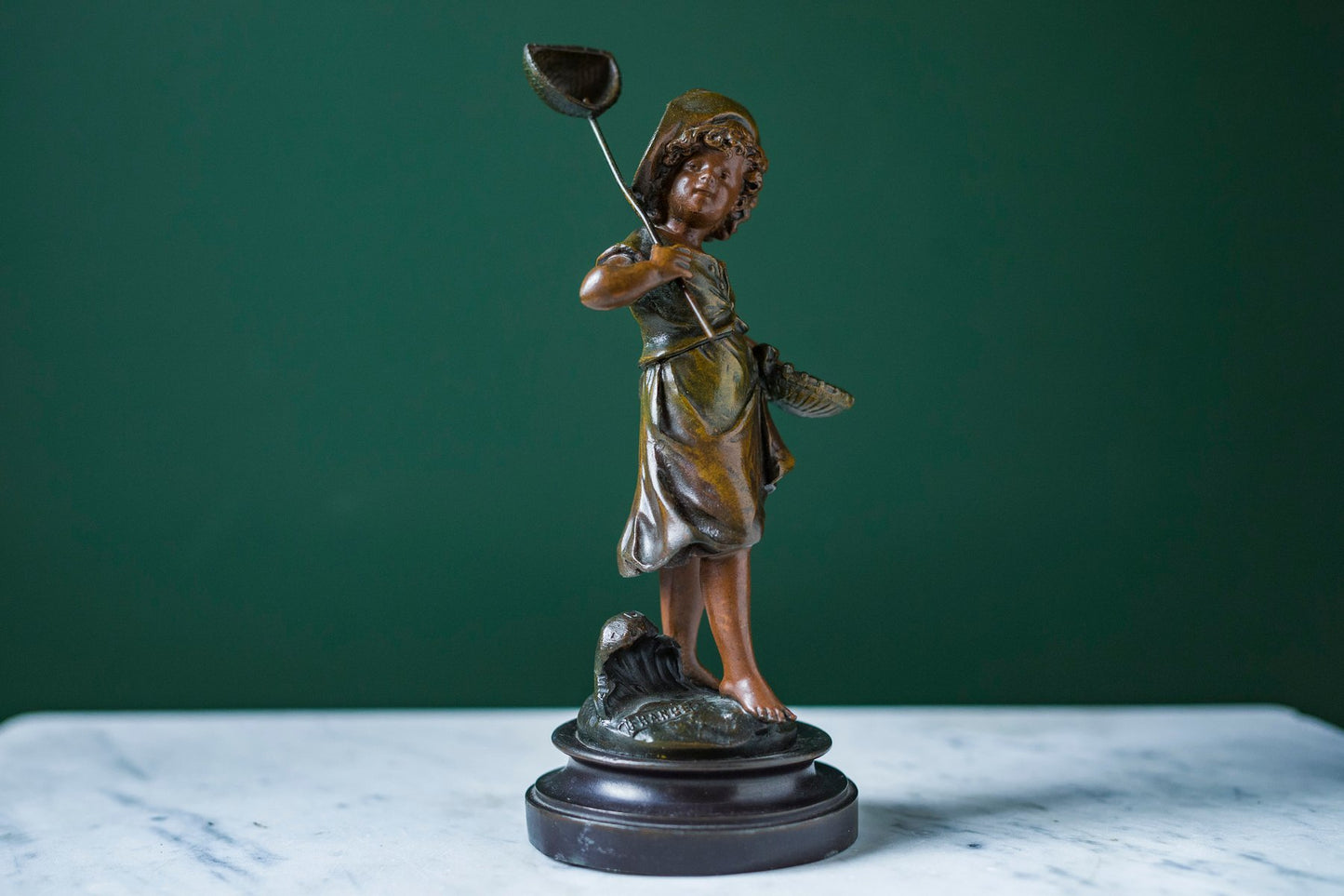 Bronze Boy with Butterfly by Auguste Moreau, France, 1890s