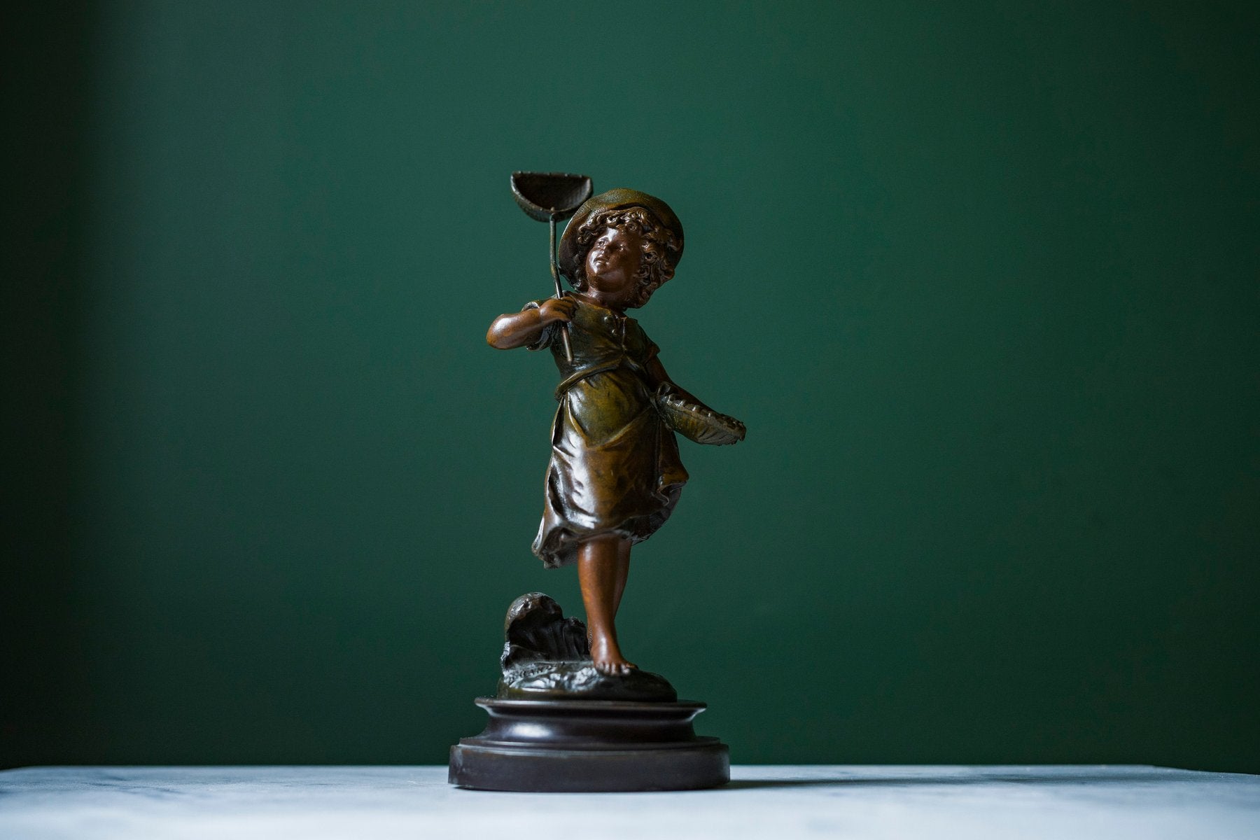 Bronze Boy with Butterfly by Auguste Moreau, France, 1890s