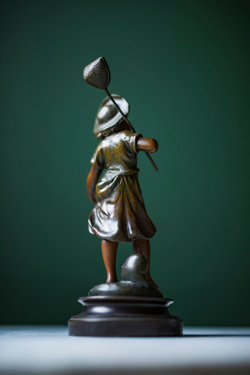 Bronze Boy with Butterfly by Auguste Moreau, France, 1890s