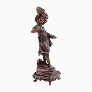 Bronze Boy with Butterfly by Auguste Moreau, France, 1890s-NYF-2019185