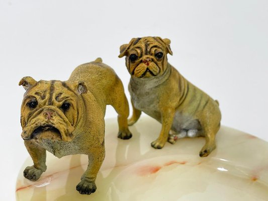 Bronze Bulldogs on Onyx Base attributed to Vrai, France, 1920s-UCH-1735721