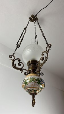 Bronze, Ceramic and Glass Hanging Light, Italy, 1950s-YST-1740534