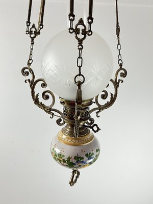 Bronze, Ceramic and Glass Hanging Light, Italy, 1950s-YST-1740534