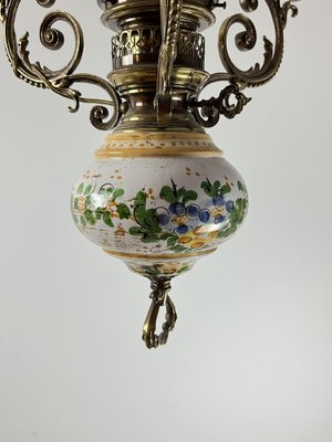 Bronze, Ceramic and Glass Hanging Light, Italy, 1950s-YST-1740534