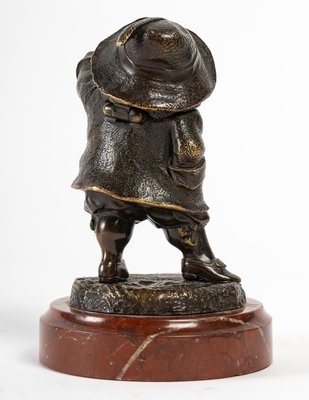 Bronze Character on Cherry Marble Base, 19th-Century-UQL-1325977