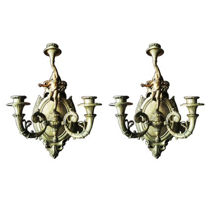 Bronze Cherub Sconces, 1930s, Set of 2-ODB-883004