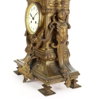 Bronze Clock with Candleholders, France, 19th Century, Set of 3-VMM-1310165