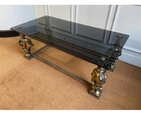 Bronze Coffee Table with Horse Heads-JG-1293749