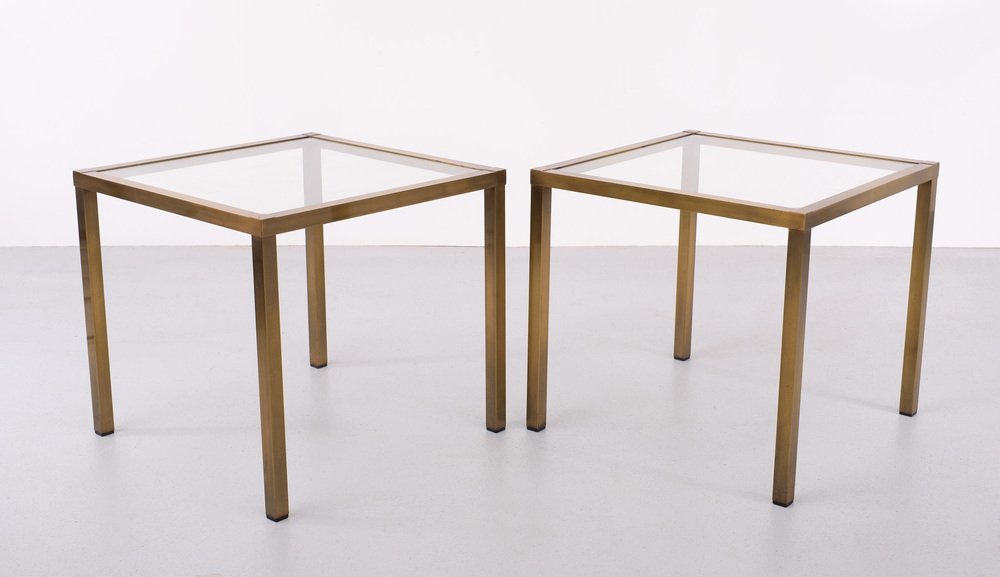 Bronze Color Square Side Tables, France, 1978, Set of 2