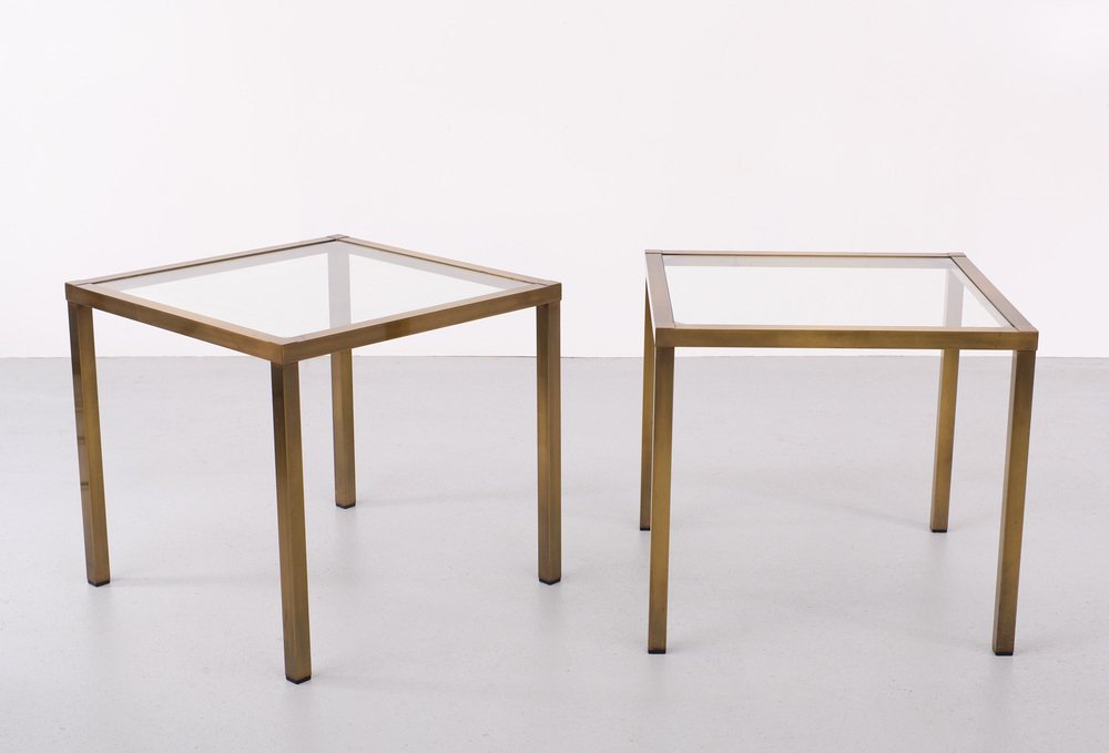 Bronze Color Square Side Tables, France, 1978, Set of 2