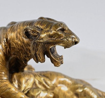 Bronze Combat de Tigres from E. Drouot, 1890s-RVK-1777907