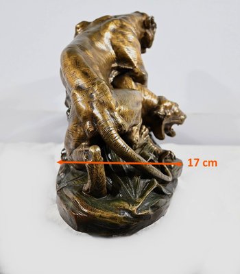 Bronze Combat de Tigres from E. Drouot, 1890s-RVK-1777907