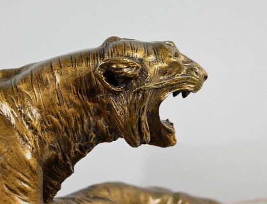 Bronze Combat de Tigres from E. Drouot, 1890s-RVK-1777907